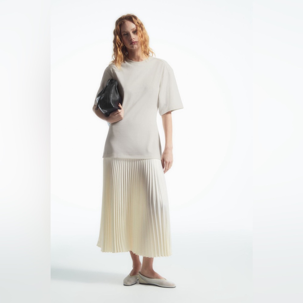 Pleated Skirt T-Shirt Dress (in stone) - COS